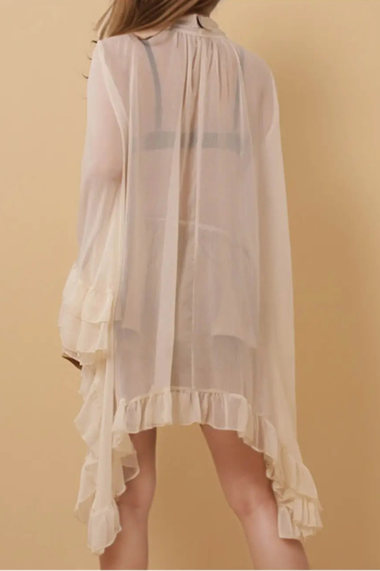 Lucia Knit Ruffle Top - Apricot