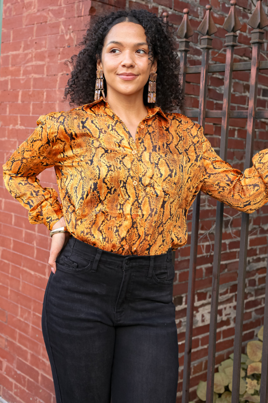 Portia Snake Long Sleeve Top