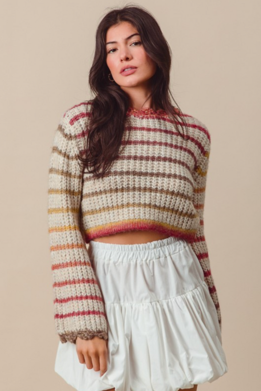 Mia Striped Crop Sweater