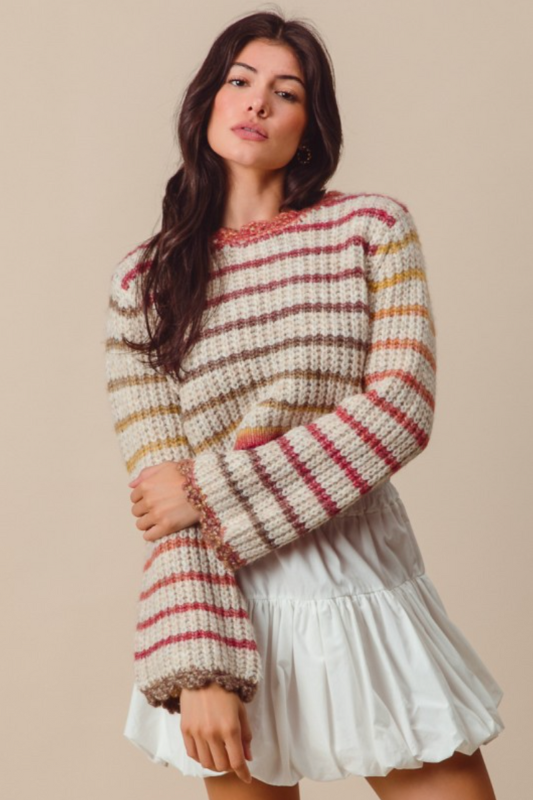 Mia Striped Crop Sweater