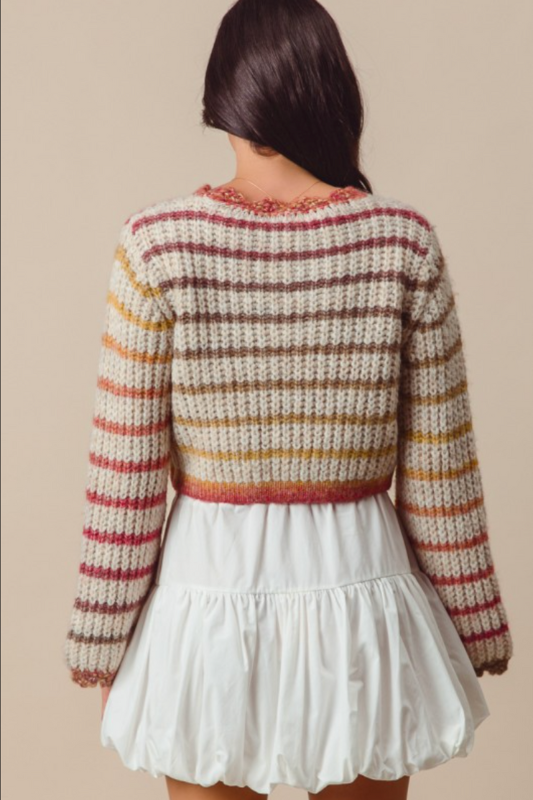 Mia Striped Crop Sweater