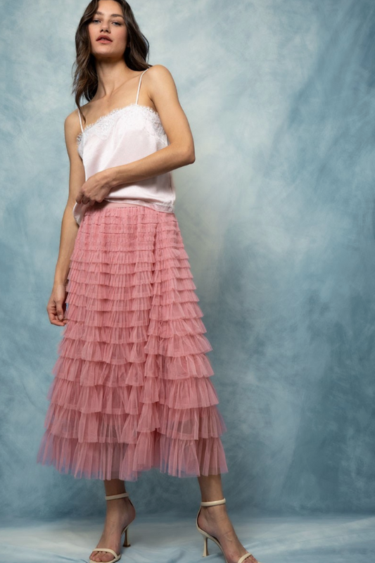 Mira Tulle Midi Skirt