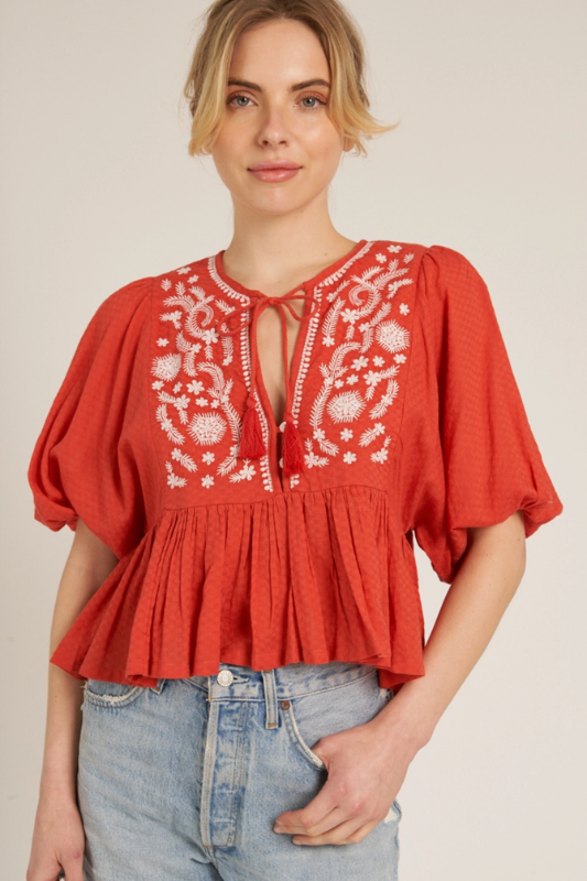 Popea Peplum - Red