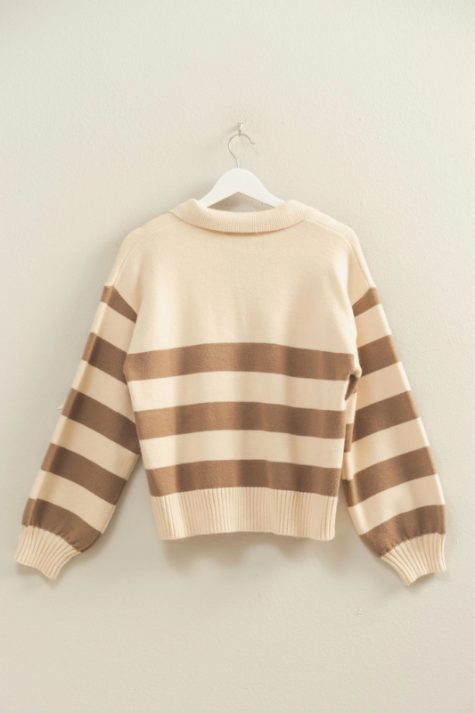 Dakota Striped Sweater - Taupe
