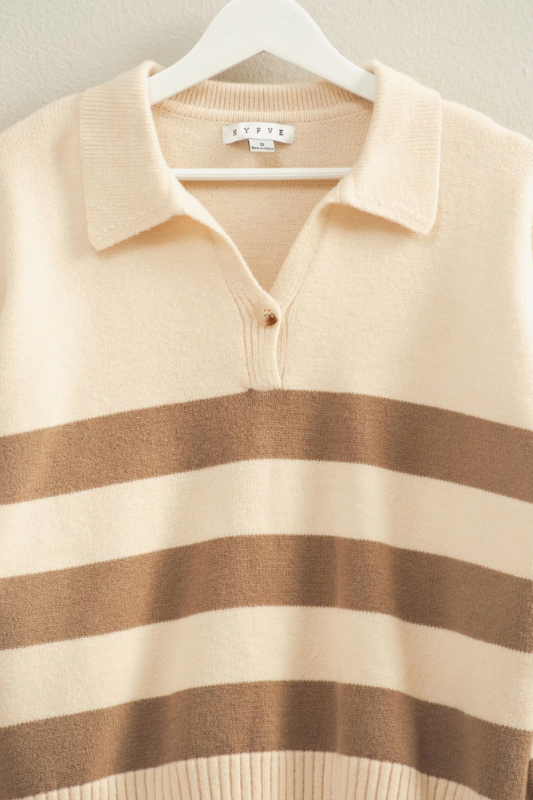 Dakota Striped Sweater - Taupe